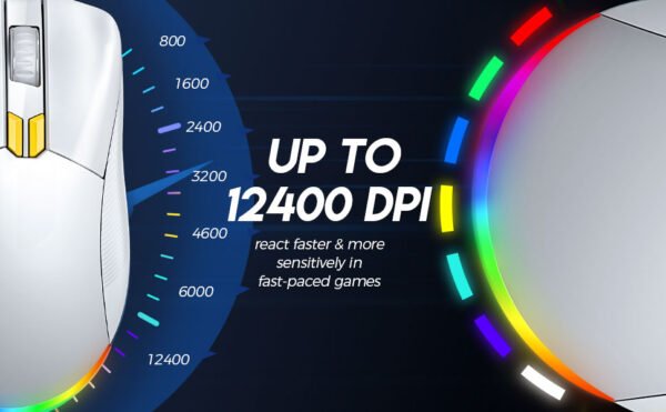 ZIDLI M85 RGB Gaming Mouse – Optical Sensor 16,000 DPI – 1000 Hz Polling Rate – Paracord Cable – Lightweigh 68G (White) - Image 3
