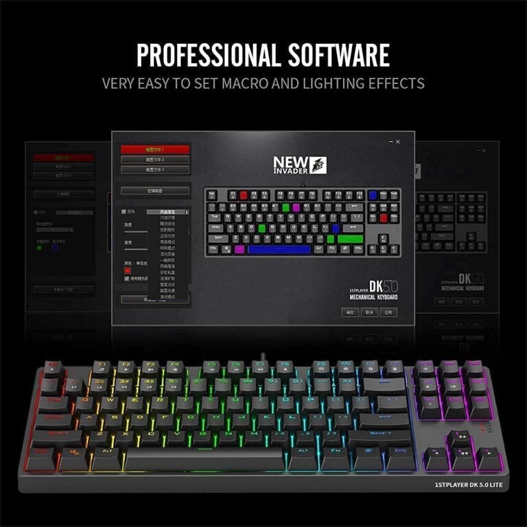 1stPlayer DK5.0 Lite Ten keyless Mechanical Gaming Keyboard, Brown, RGB - Image 4