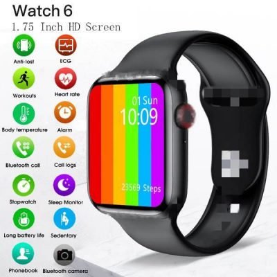 W26 Torntisc Smart Watch Support Bluetooth Call 1.75 Inch Curved Screen Ecg Thermometer (New Model) -(Black)