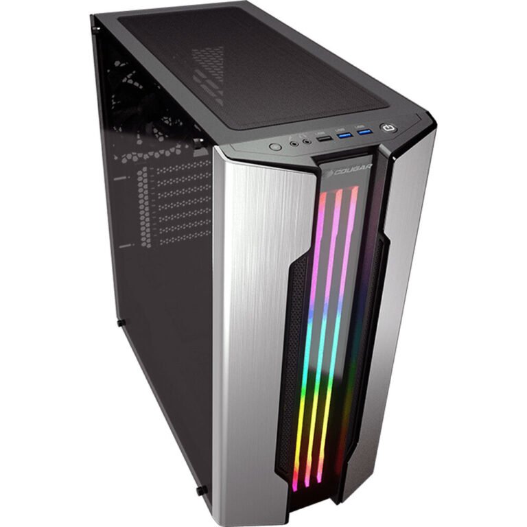COUGAR Gemini S Silver Gaming Mid Tower Case with a Full-Sized Tempered Glass Cover and Integrated RGB Lighting - Image 3