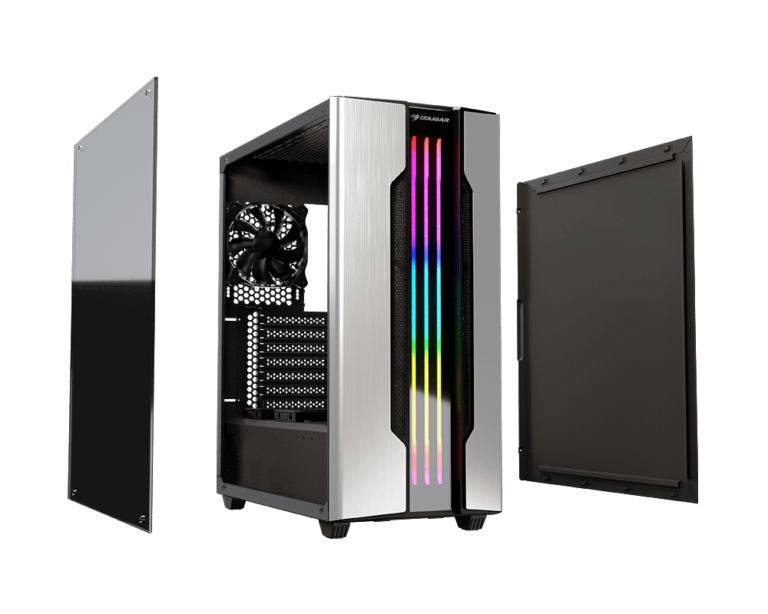 COUGAR Gemini S Silver Gaming Mid Tower Case with a Full-Sized Tempered Glass Cover and Integrated RGB Lighting - Image 2