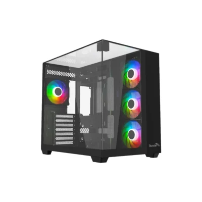 Thunder Battle Station TGC-666 Case – Black – Three sided tempered glass panels – Dual-chamber ATX Mid Tower – Up to 2 × 360mm radiators