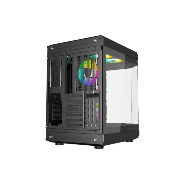 Thunder Rogue TGC-657B Modern Aesthetic Dual Chamber Panoramic Tempered Glass Mid-Tower ATX PC Gaming Case – Black - Image 2
