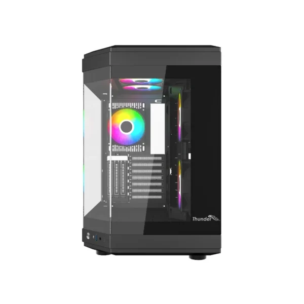 Thunder Rogue TGC-657B Modern Aesthetic Dual Chamber Panoramic Tempered Glass Mid-Tower ATX PC Gaming Case – Black - Image 3