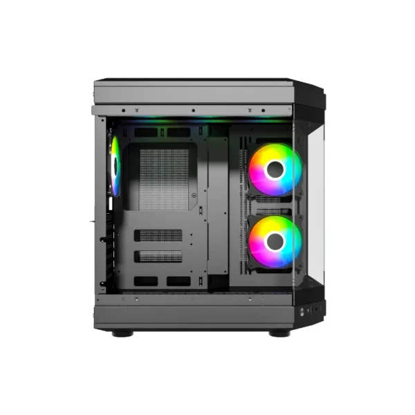 Thunder Rogue TGC-657B Modern Aesthetic Dual Chamber Panoramic Tempered Glass Mid-Tower ATX PC Gaming Case – Black - Image 4
